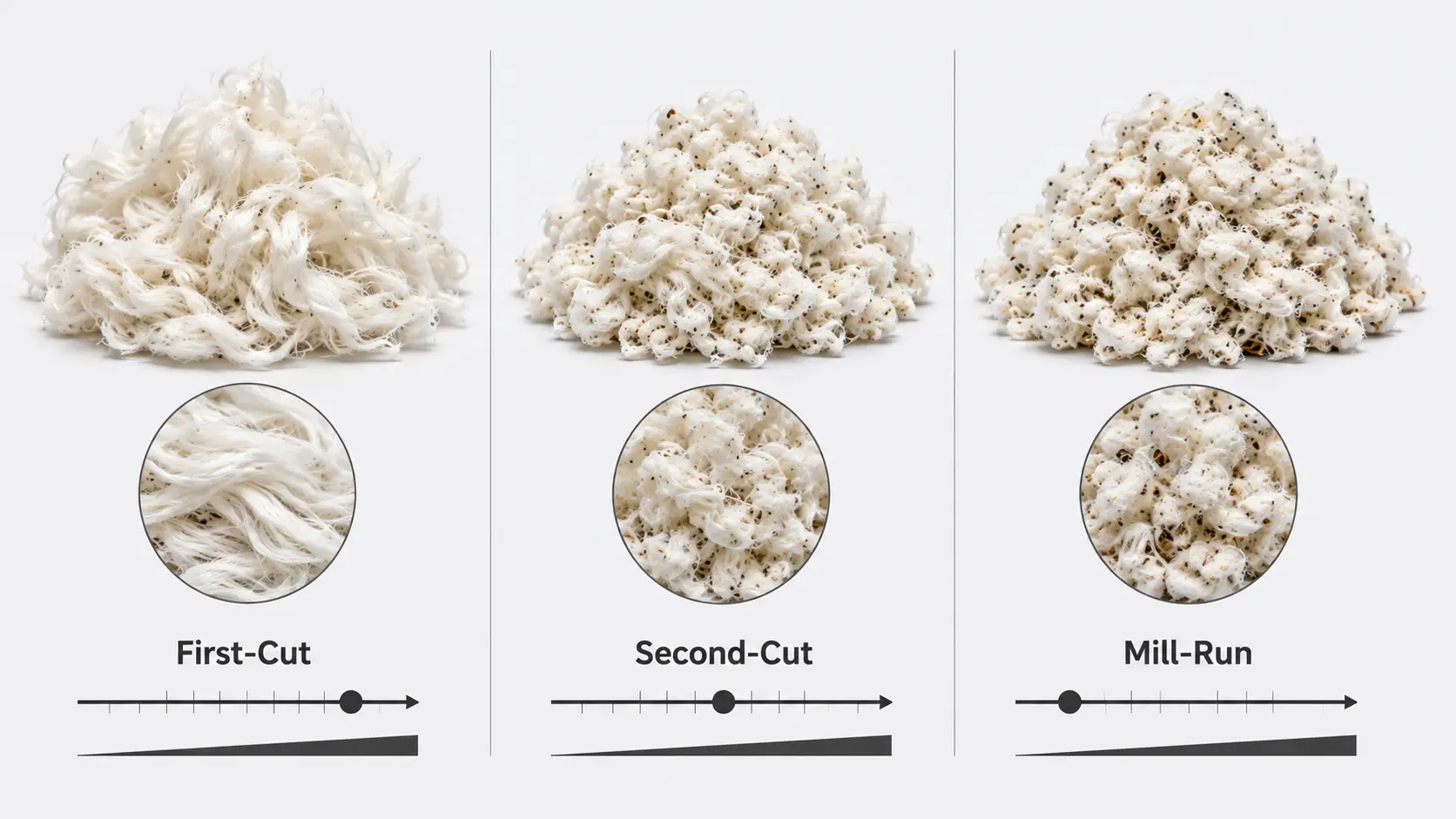 First-cut, second-cut and mill-run cotton linters