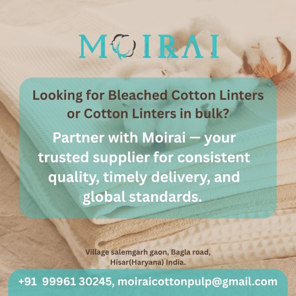 Bleached surgical cotton linters