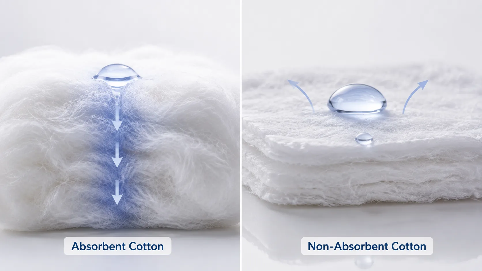 Comparison of absorbent cotton and non-absorbent cotton
