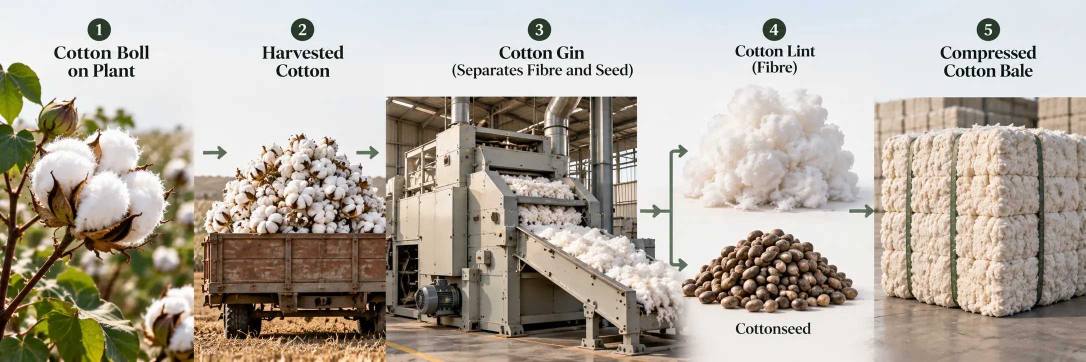 cotton after ginning showing cotton lint and cottonseed